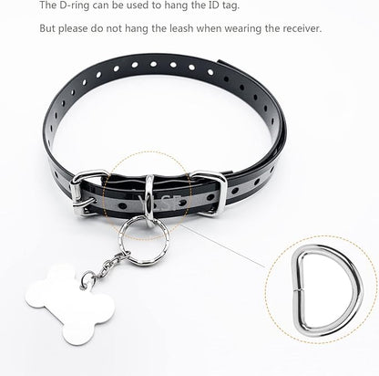 Dog Collar Strap for Most of Electronic Training Shock Collar Receivers-Adjustable Durable Waterproof Odorless 3/4 Inch Collar Replacement for Barking Fence-Pet TPU Collar Strap
