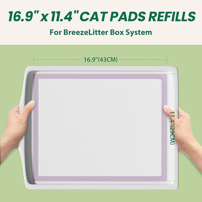 IMMCUTE Multi-Cat Litter Pads 16.9" X 11.4", 30 Ct, Odor Control, Thickened Leak-Proof Pee Pads for Breeze System, Super Absorbent Up to 2L, Disposable Cat Pads Refills, Unscented