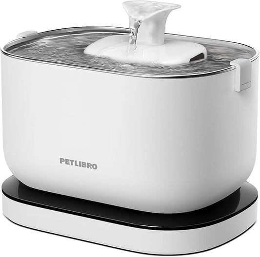 PETLIBRO Cat Water Fountain, Cordless Pet Water Fountain Battery Operated, 2.5L/84oz Dockstream Water Fountains for Cats Indoor, Cat Fountain with Stainless Steel Tray, Easy to Clean BPA-Free