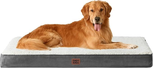 EHEYCIGA Orthopedic XXL Dog Beds for Jumbo Dogs with Removable Washable Cover for Crate, Beige, 47x29