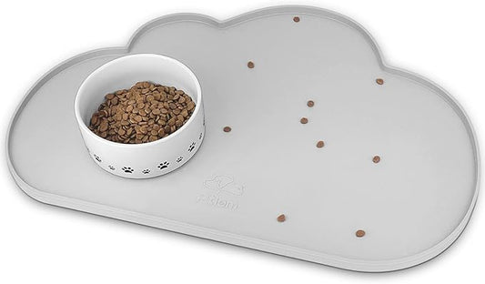 Ptlom Dog Food Mat Anti-Slip Dog Bowl Mats for Food and Water, Waterproof Pet Placemat Prevent Messy Spills to Floor, High-Lips Puppy Feeding Trays for Small Medium Large Dogs Cats, Silicone