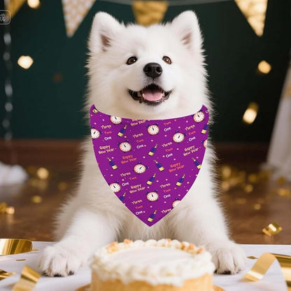 Holiday Dog Bandanas 4 Pack, Halloween Thanksgiving Christmas New Year Reversible Large Pet Bandanas, Celebration Set, Adjustable Triangle Holiday Scarves for Dogs Girl Boy Pets