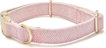 Soft Cotton Hemp Dog Collar with Metal Buckle Adjustable Tweed Dog Collars for Female Small Medium Large Dogs(Pink,Small)