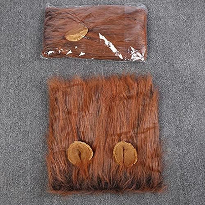 Funny Dog Costume, Lion Mane Wig for Dog Halloween Christmas Dress Up (with Ears, Color: Brown, Size: Large) - Image 3