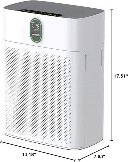 MORENTO Air Purifiers for Home Large Room up to 1076 Sq Ft with PM 2.5 Display Air Quality Sensor for Pet Hair, Double-Sided Air Inlet, 24db, White, 1 Pack + 2 Pack Filters