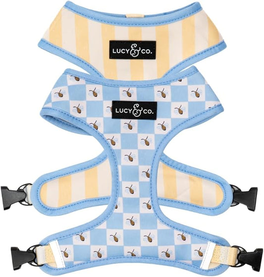 Lucy & Co. Bumbling Around Reversible Dog Harness, Adjustable Comfort Fit with Dual Leash Attachments, X-Small