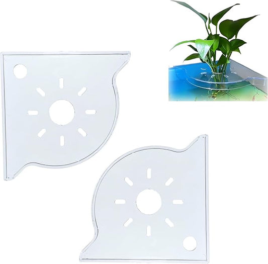Aquarium Plant Holder for Rimless Fish Tank – 2 Pcs Corner Shelf for Fish Tank Top, Aquatic Plant Planter & Organizer for Aquatic Plants, Decor, and Accessories (White)