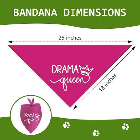 Drama Queen Printed Dog Bandana Funny Dogs Mom Birthday Gifts Pink Dog Bandana for Large Medium Small Dogs Girl Drama Queen Photo Prop Pet Scarf Accessories Christmas Puppy Gifts