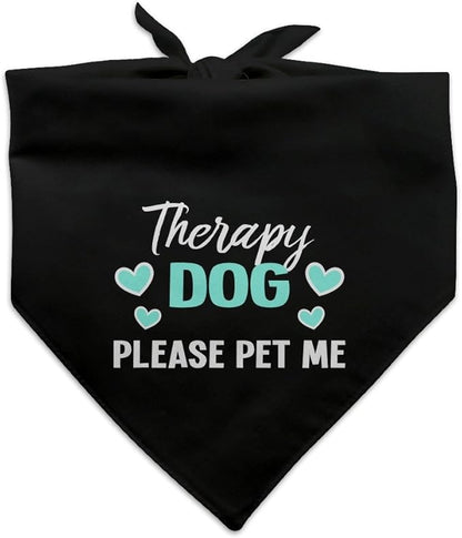 GRAPHICS & MORE Therapy Dog Please Pet Me with Hearts Dog Pet Bandana - Black