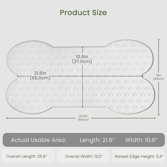 Dog Food Mat Anti-Slip Silicone Dog Bowl Mat Thicker Pet Placemat Waterproof Cat Feeder Pad with Raised Edge Puppy Kitten Feeding Mats Suitable Small Medium-Sized Dogs Cats Eating Tray