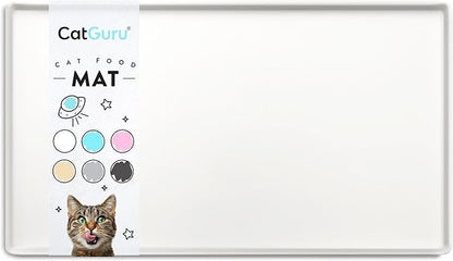 CatGuru Cat Food Mat, Small & Large Pet Placemat, 100% Waterproof Cat Feeding Mat, Silicone Mats for Cats Bowls, Non-Slip Mats for Pet Food and Water Bowl or Fountain (Large, Marshmallow)