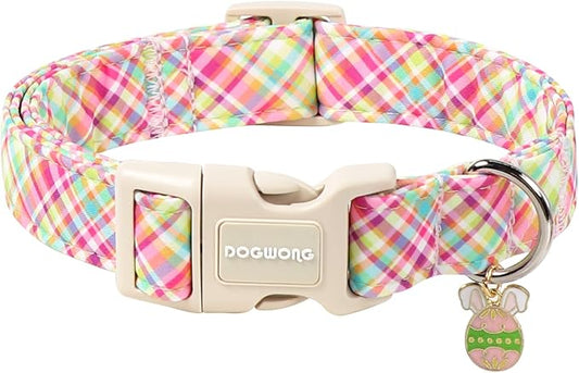 DOGWONG Easter Dog Collar, Cute Easter Colorful Plaid Pet Collar Durable Holiday Girl Boy Dog Collars for Puppy Small Dogs,XS Visit The Elegant Little Tail Store