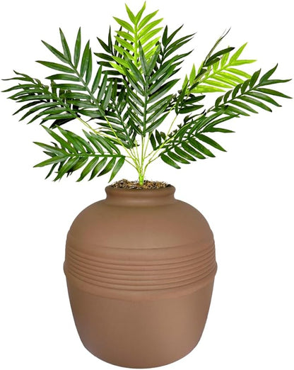 Good Pet Stuff Hidden Litter Box Planter, Decorative Cat Litter Enclosure with Carbon Filter, Artificial Plant, Easy Clean, Indoor Design, Original Round Style, Essentials Kit, Mocha Brown