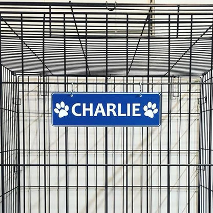 Personalized Kennel Name Plate Dog Paw Crate Pet Tag Doghouse Sign