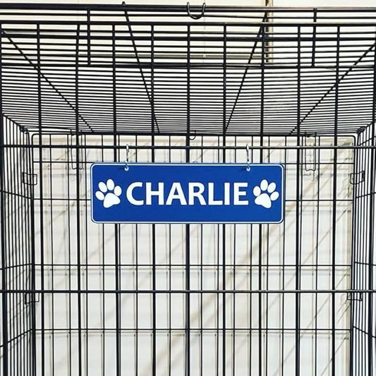 Personalized Kennel Name Plate Dog Paw Crate Pet Tag Doghouse Sign