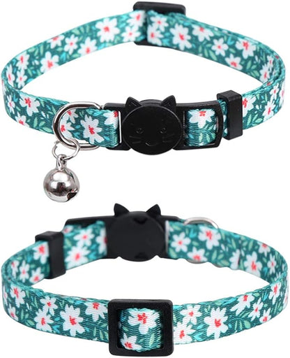3 Pack Cat Collar Floral with Bell Breakaway Adjustable Flower for Cats Kitten