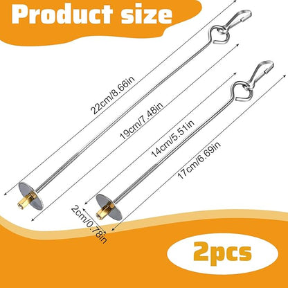 2PCS Bird Cage Food Holder with Hook, Stainless Steel Bird Feeder for Cage, Parrot Fruit Skewers, Bird Foraging Toys for Macaw Parakeet Parrot Budgie (2 Sizes)