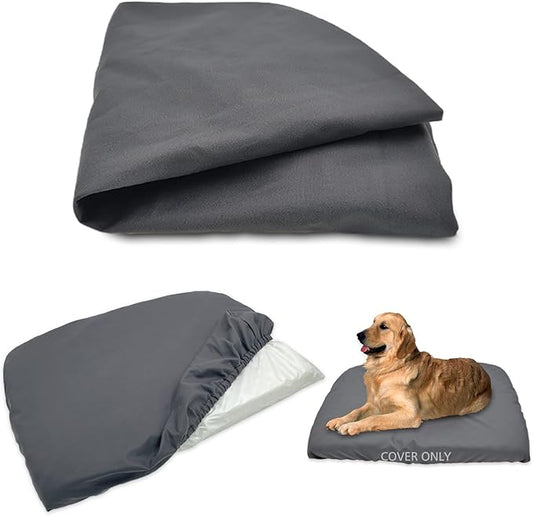 Dog Bed Cover Waterproof Replacement Machine Washable Covers for Dog Bed Heavy Duty Scratch Resistant Mattress Protector Pet Bed 54x44 Inch Grey Cover Only