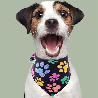 PET SHOW 50Pcs Paw Pattern Dog Bandanas Bulk Washable Puppy Girl Boy Triangle Bibs Accessories for Small Medium Dogs Cats Pets