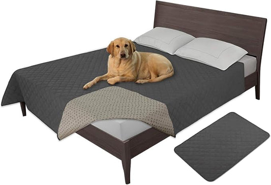 Easy-Going 100% Waterproof Dog Bed Cover, Non-Slip Pet Blanket for Furniture, Washable Couch Cover, Repleasement Sofa Cover (96x82 in, Dark Gray)