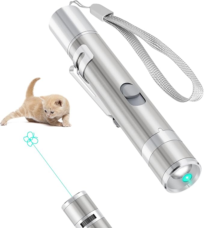 TBTeek Cat Toy, Unique Green Light, 7-in-1 Modes, 5 Fun Patterns, USB Charging, Interactive Toy for Kitten Dog Excrise(1pcs)