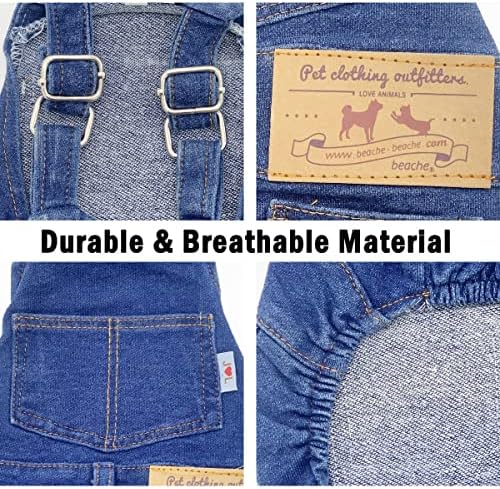 Dog Overalls for Small Dogs Outfit French Bulldog Clothes Denim Dog Jeans - Image 4