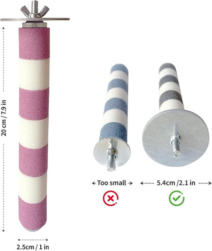AOTU Natural Sandstone Parrot Perch Bird Toys – Durable Beak & Claw Trimming Grinding Stone for Birds, 7.9” x 1” – Safe, Non-Toxic, Long-Lasting Bird Cage Accessory (Pink and White, 7.9”)
