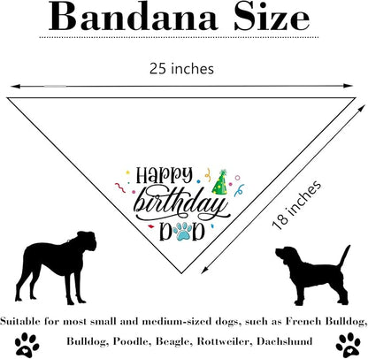 Happy Birthday Dad Black Dog Bandana Pet Scarf Accessories Funny Cute Puppy Bandana Birthday Party Accessorie Gifts for Dog Dad Lovers