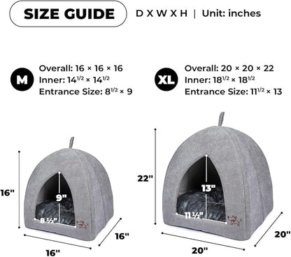 Best Pet Supplies Dog House Bed Crate Mat Tent Indoor Round Soft Plush for Small, Medium, and Large Breeds - Gray, 16 x 16 x H:16"