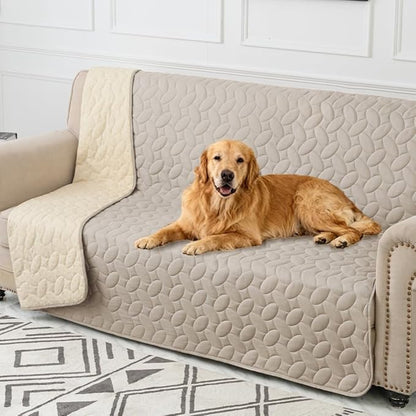 Ameritex Waterproof Pet Bed Cover Anti-Slip Dog Bed Blanket for Sofa and Furniture Waterproof New Pattern Design (Khaki, 82x102 Inch (Pack of 1))