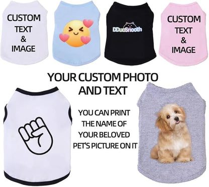 Custom Dog Shirt,Personalized Pet Apparel with Name Text Photo Image,Lightweight Breathable Puppy Kitten Cotton Vest for Small Medium Large Dogs Cats,Puppy Gift (Black, XX-Large)