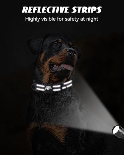 Joytale Airtag Dog Collar, Reflective Pet Collar with Waterproof AirTag Holder, Dual D-Rings, Soft Padded Adjustable for Extra Small and Puppy Dogs, Gray, XS
