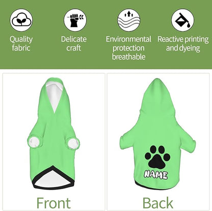 Custom Dog Hoodie Soft & Warm Design Your Own Personalized Photo Text Logo Name Dog Clothes for Puppy Sweatshirt Hooded for Small Medium Large Dogs Girl/Boy Cats LightGreen