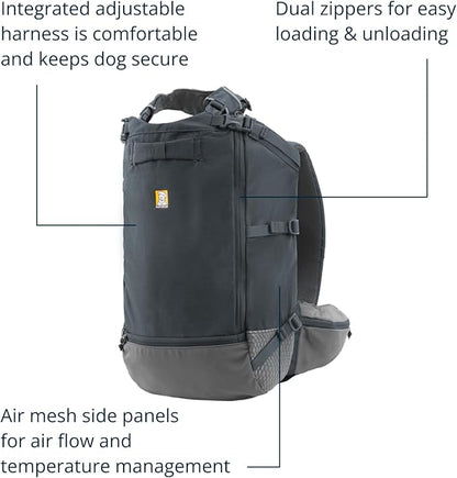 Ruffwear, Hitch Hiker Dog Backpack Carrier, Hands-Free Dog Carrier Backpack with Breathable Mesh, EVA Foam Padding, Durable Polyester, Lightweight Design for Small Dogs, Basalt Gray, X-Small