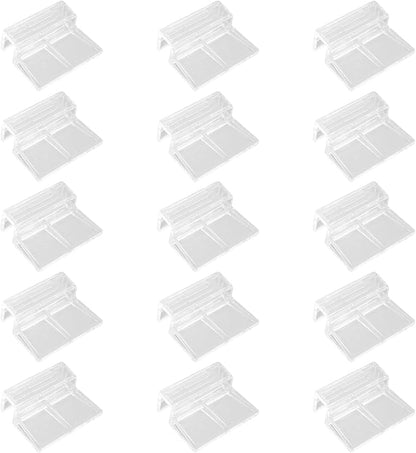 15 Pcs Rimless Aquarium Lid Clips for 9-10mm Glass, Clear Acrylic Aquarium Cover Support Clamps for Fish Tank Lid Holder, Plastic Tank Top Clips for Glass Canopy or Piscine Hoods and Covers