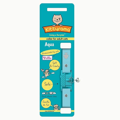 Kittyrama Aqua Cat Collar with Bell - Award Winner, Vet Approved, Breakaway Quick Release, Lightweight & Comfy