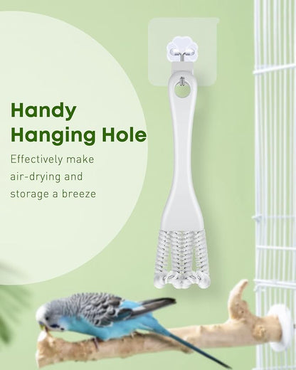 Pawfly 2 Pcs Bird Cage Cleaner Brush, 2-in-1 Bird Cage Cleaning Brush, Bird Poop Remover for Perches, Kennels & Small Animal Cages, Bird Cage Accessories, Bird Droppings Removal Brush