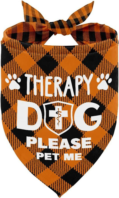 Dog Bandana, Therapy Dog Please Pet Me with, Dogs Scarf Classical Printing, Dogs Scarf Accessories, Doggy Kerchief Pet Kerchief, Christmas Birthday Thanksgiving Doggy Gift A03