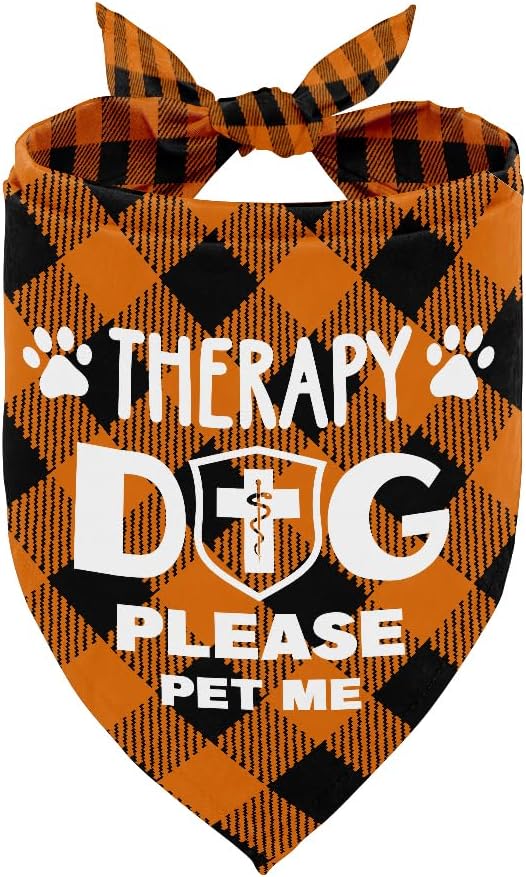 Dog Bandana, Therapy Dog Please Pet Me with, Dogs Scarf Classical Printing, Dogs Scarf Accessories, Doggy Kerchief Pet Kerchief, Christmas Birthday Thanksgiving Doggy Gift A03
