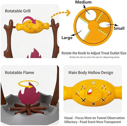 Cat BBQ Toy,11" High Cats Treat-Dispensing Slow Feeder,Pets Dry Food Dispenser,Cats Slow Feeding Snack Bowl, Grilled Fish Spinning Toy, Food Puzzle Cat Toy