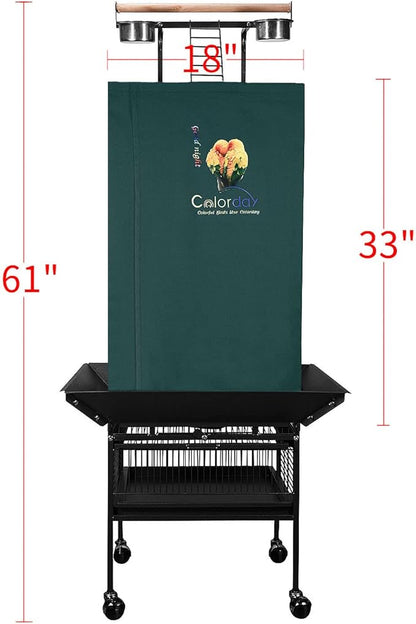 Colorday Good Night Bird Cage Cover for Large Bird Cage with Play Top (Patented), Green 61"