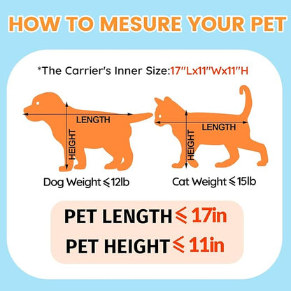 Petskd Top-Expandable Pet Carrier 19x13x9 Inches Southwest Allegiant Airlines Approved, Soft-Sided Carrier for Small Dog Under 12 lbs and Large Cat Under 15 lbs(Blue)
