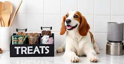 Morezi Dog Food Organizers Storage cat Treat jar Organizer Great for organizing pet Dogs Cats Birds Animal Cookie Snack in Kitchen countertop Closet Black