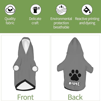 Custom Dog Hoodie Warm with Your Photo Text Logo Name Personalized Dog Clothes for Puppy Sweatshirt Hooded for Small Medium Large Dogs Girl/Boy Cats Gray