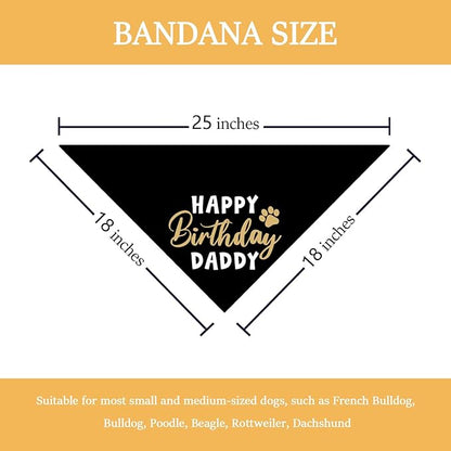 Happy Birthday Daddy Dog Bandana Black Puppy Bandanas Birthday Decorations Photo Prop Pet Scarf Pet Accessories for Dog Lover Dad