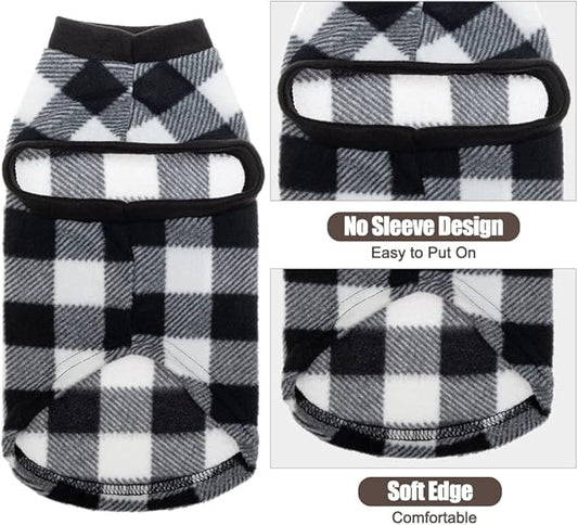EXPAWLORER Plaid Cat Sweater - Pet Clothes Cat Puppy Vest Warm Fleece Hoodie for Cats, Fall and Cold Winter Coat Pullover Design, Buffalo Checked Sweatshirt Clothing Also for Small Dogs