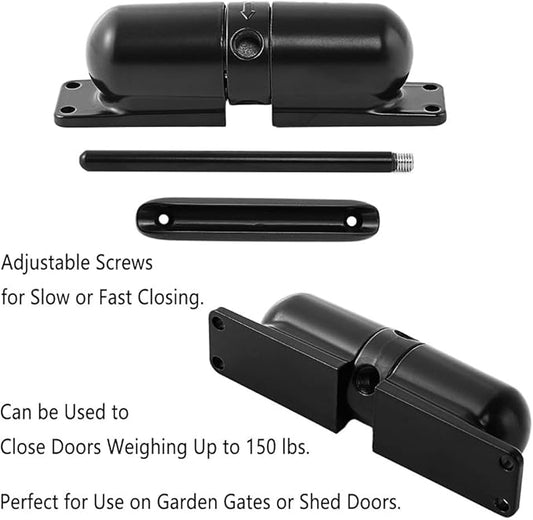 Door Closer Automatic Safety Spring Door Closer – Easy to Install to Convert Hinged Doors to Self-Closing– Black