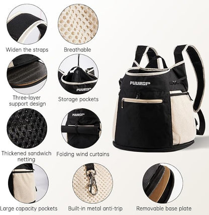 Backpack for Dog Accessories Small Dog cat go Out Bag Break Free Walk Dog Dirty pet Backpack Car Bag (Beige, Small)