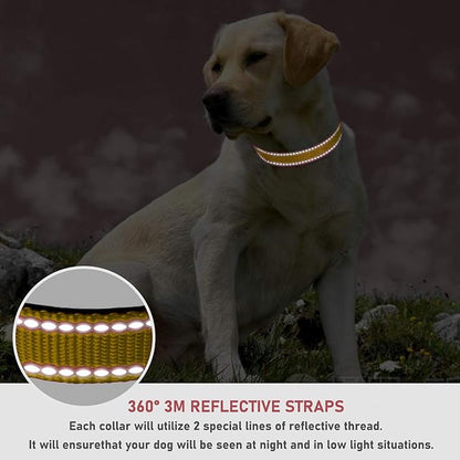 Reflective Dog Collar with Buckle Adjustable Safety Nylon Collars for Small Medium Large Dogs, Brown S
