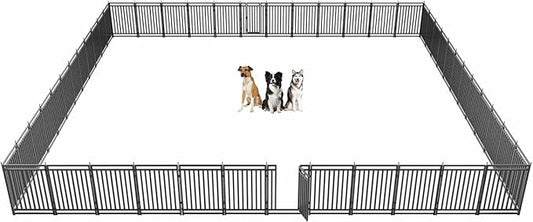 Dog Playpen Dog Fence Outdoor for Yard 47" H with 48 Panels Sturdy Portable Puppy Playpen for Indoor Outdoor RV Camping Use - Black Silver